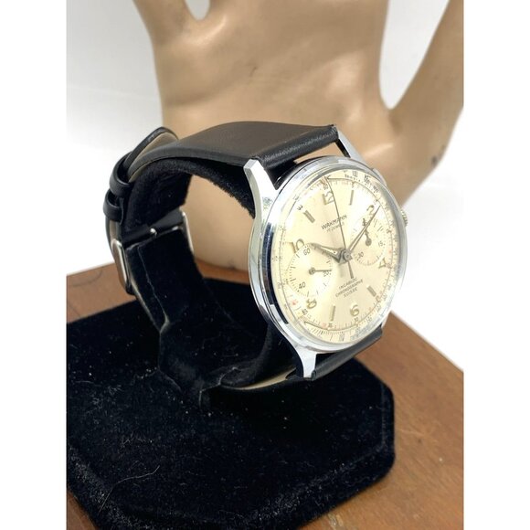 Wakmann Men's Watch Vintage Swiss Manual Wind Chronograph Silver Dial 38mm - Picture 13 of 13